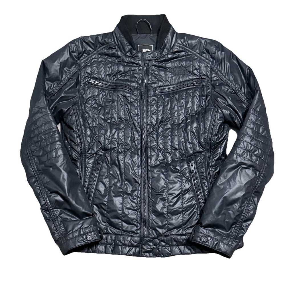 The North Face Jacket Women's M Quilted Moto Biker Black Full Zip Nylon